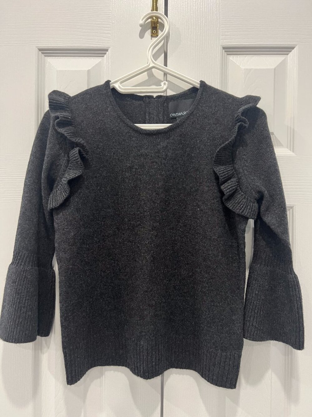 Cynthia Rowley Grey Ruffle Sweater S